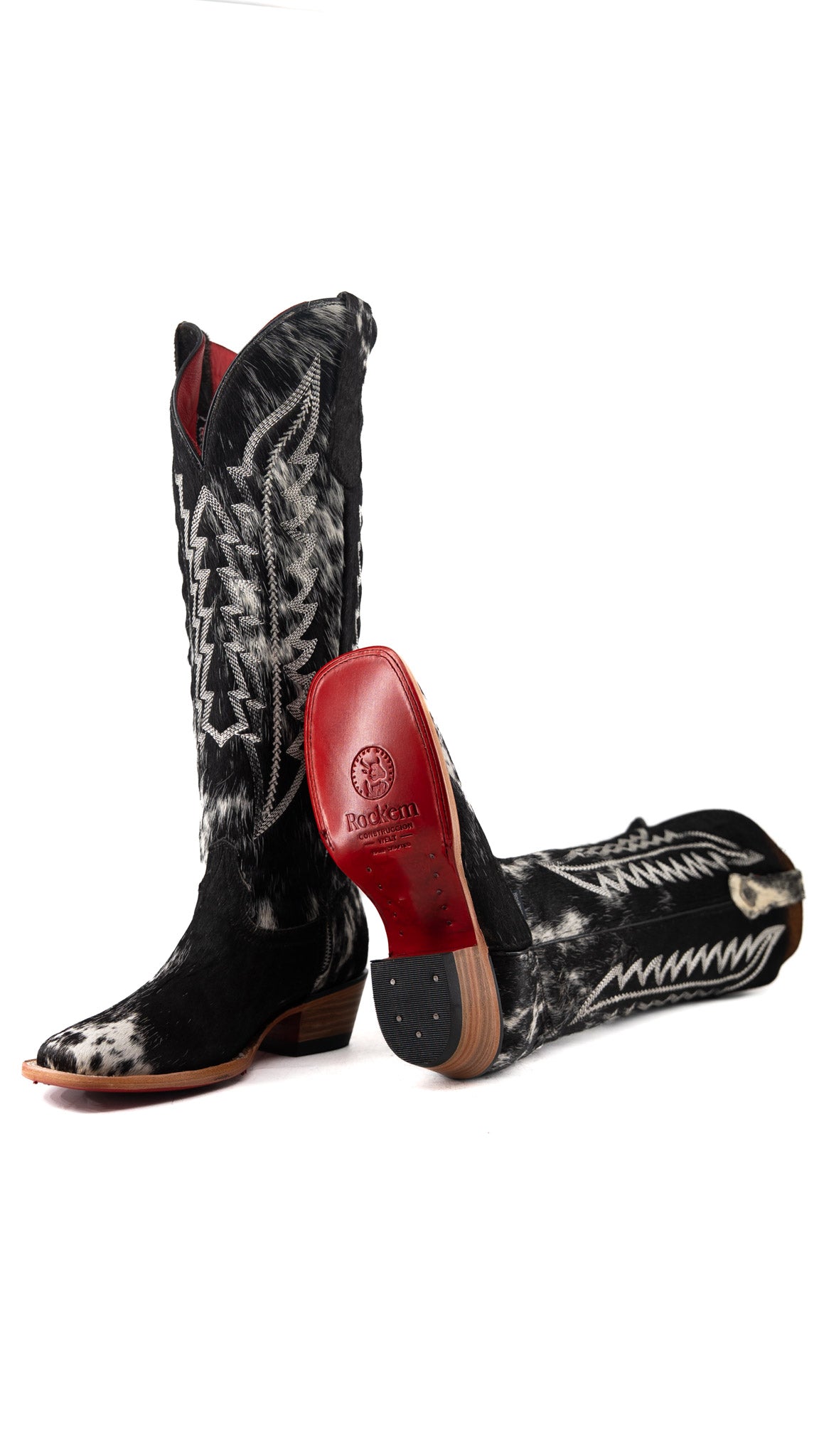 Charlotte Tall Red Bottom Cowhide Snip Toe Cowgirl Boot Size 8 RW33