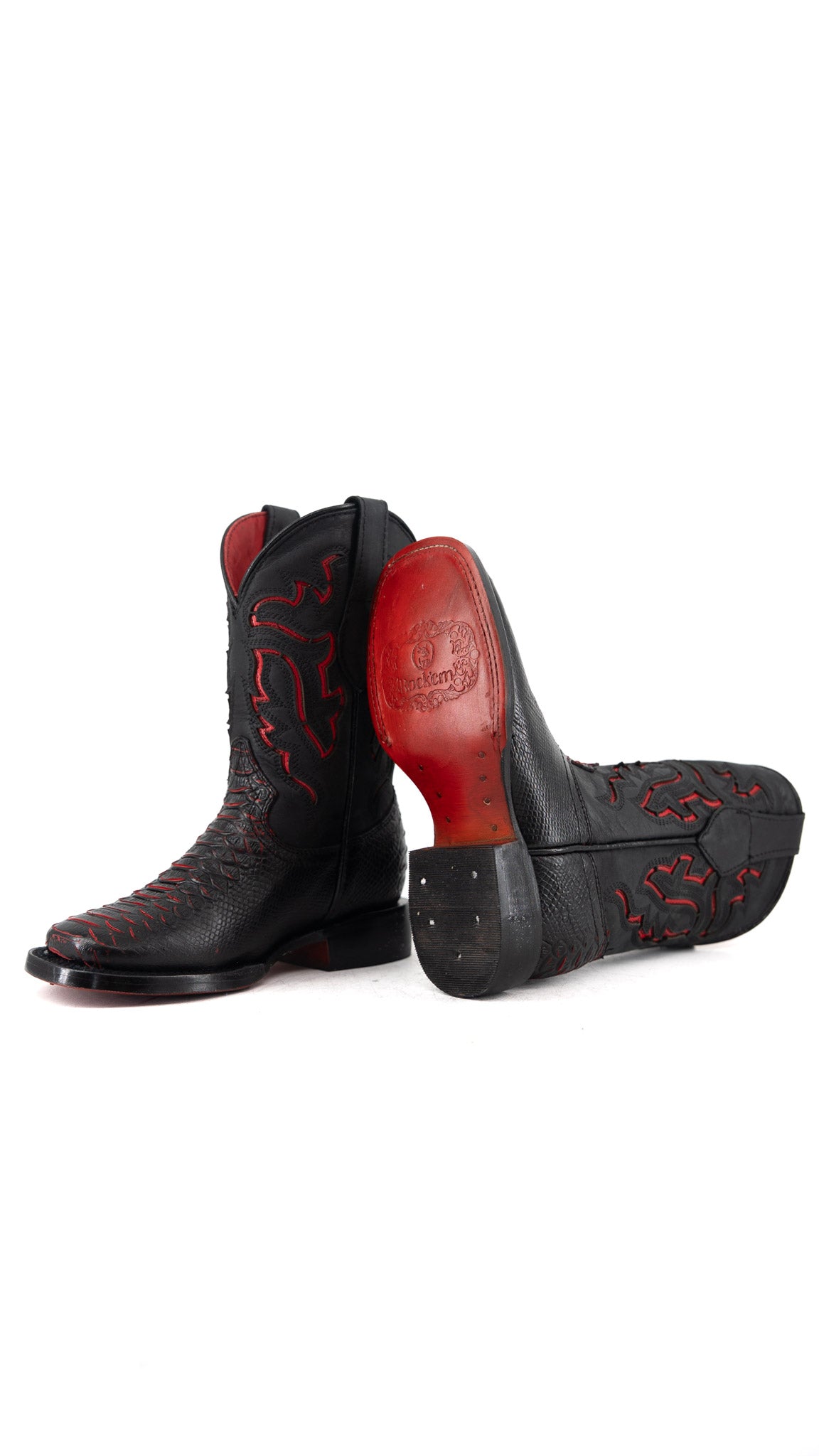 Little Kids Bruce Python Red Bottom Cowboy Boot