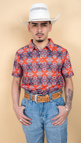 Rock & Roll Denim Men's Red Aztec Polo