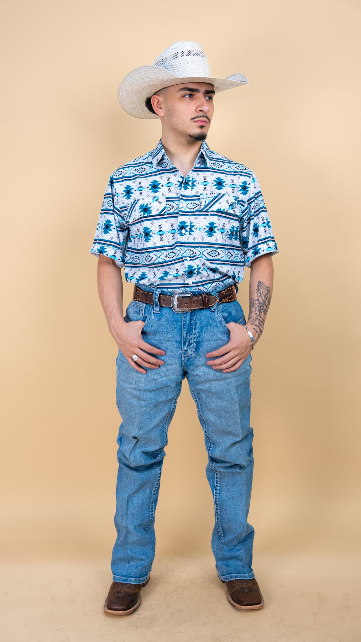 Cuero Line Short Sleeve Mark Button Up
