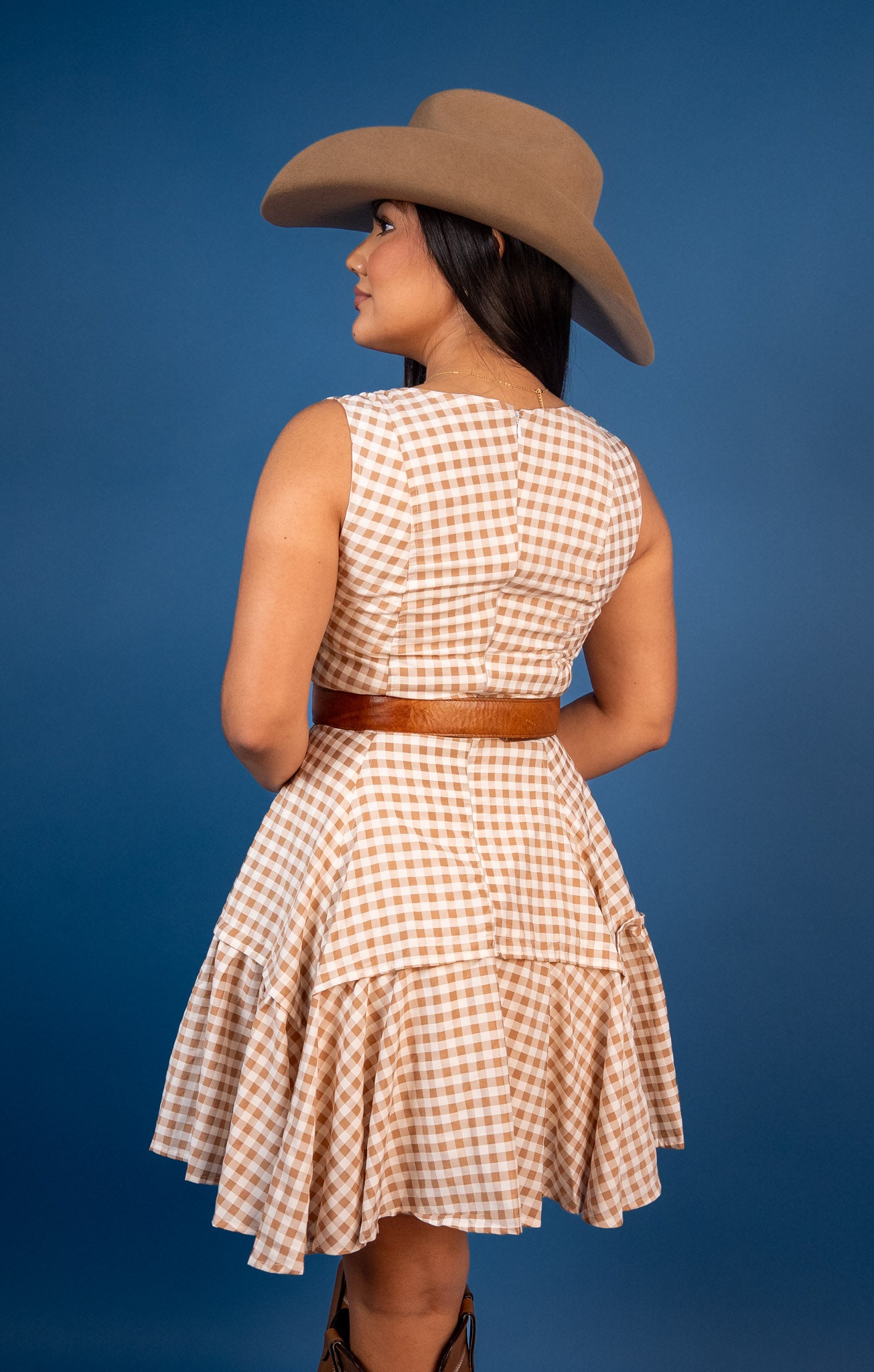 Willow Gingham Mini Flare Dress
