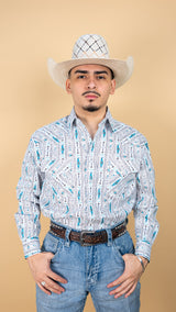 Panhandle Long Sleeve Rough Stock Aztec Pearl Snap