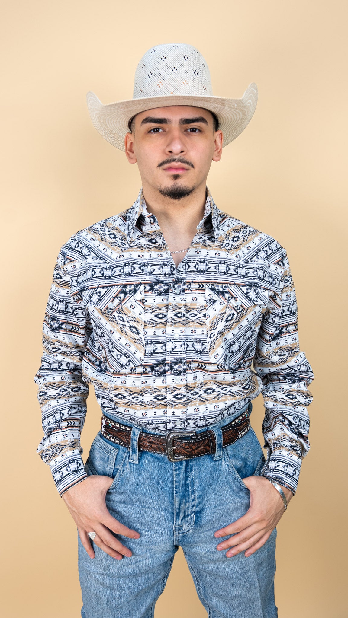 Panhandle Long Sleeve Walker Aztec  Pearl Snap