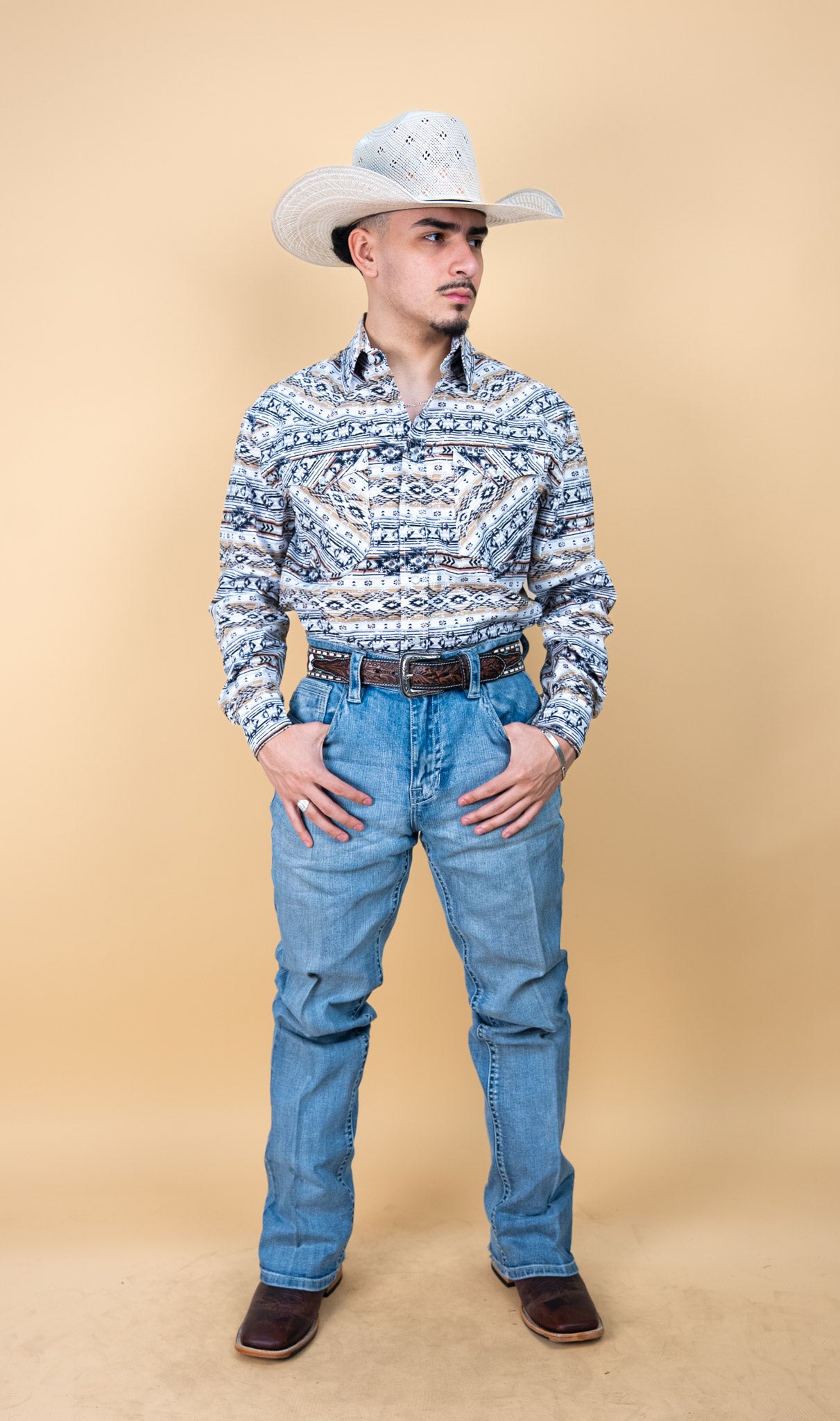 Panhandle Long Sleeve Walker Aztec  Pearl Snap