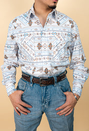 Panhandle Long Sleeve Aztec Wooden Pearl Snap