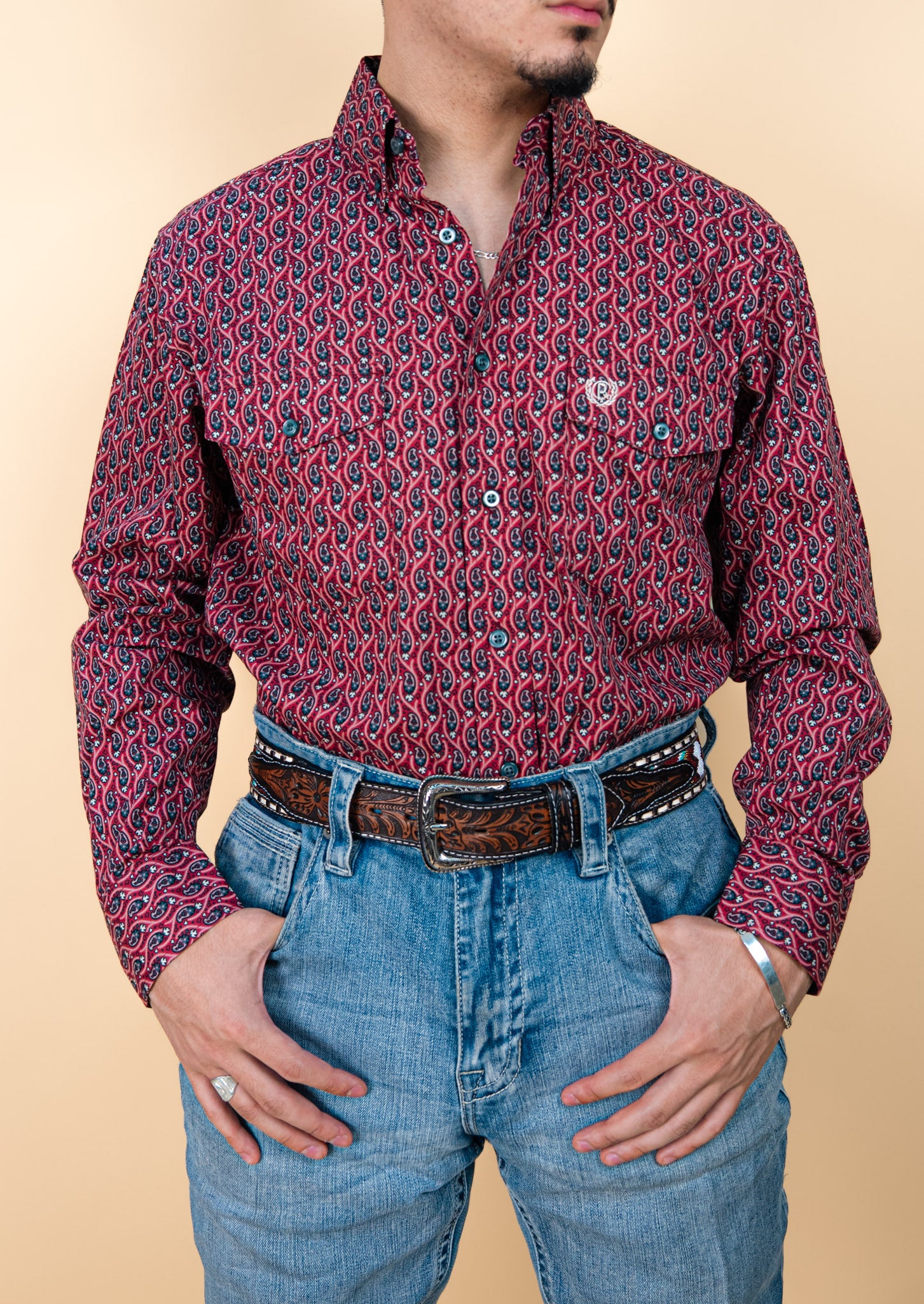 Panhandle Long Sleeve Copper Button Up