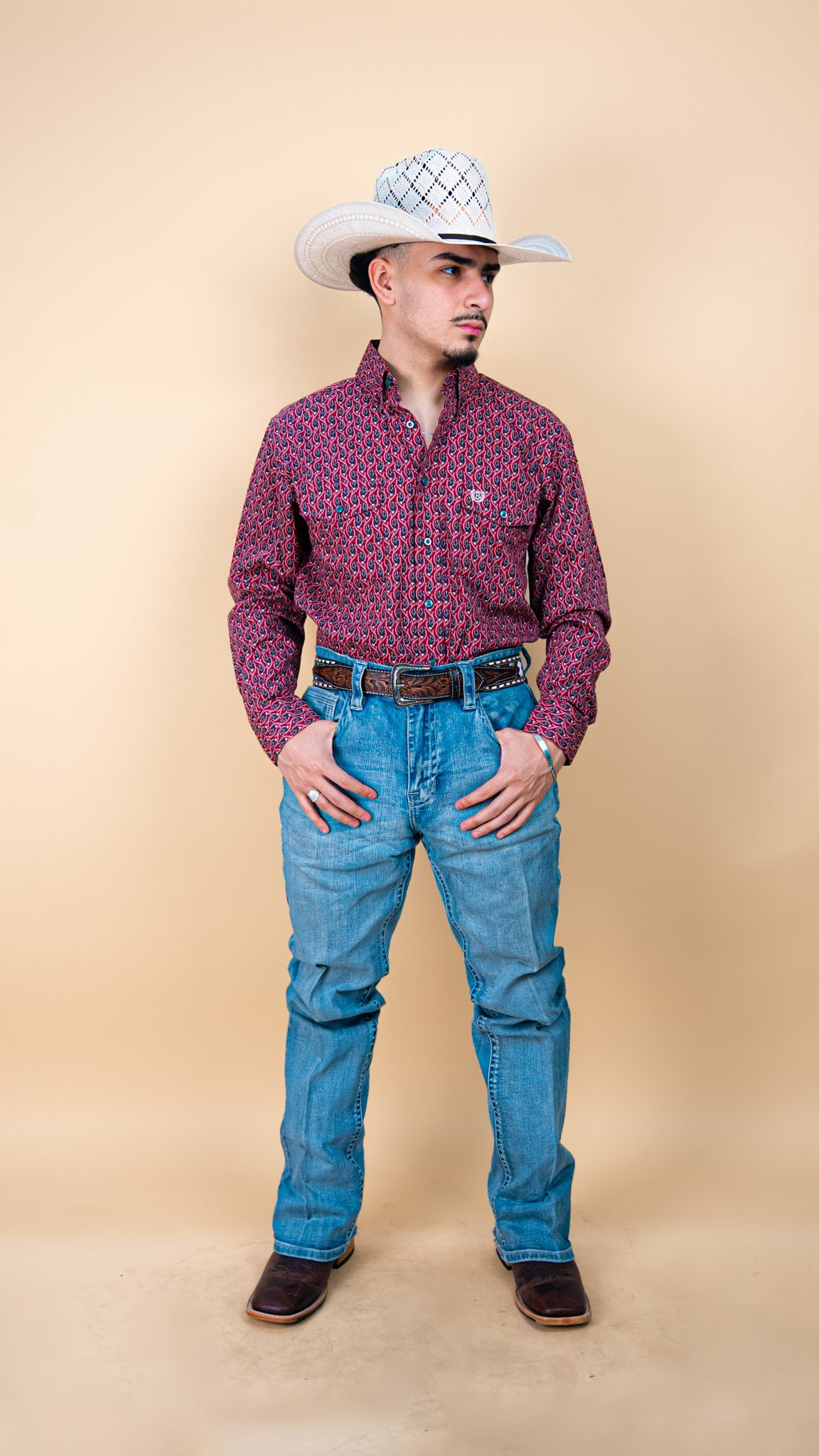 Panhandle Long Sleeve Copper Button Up