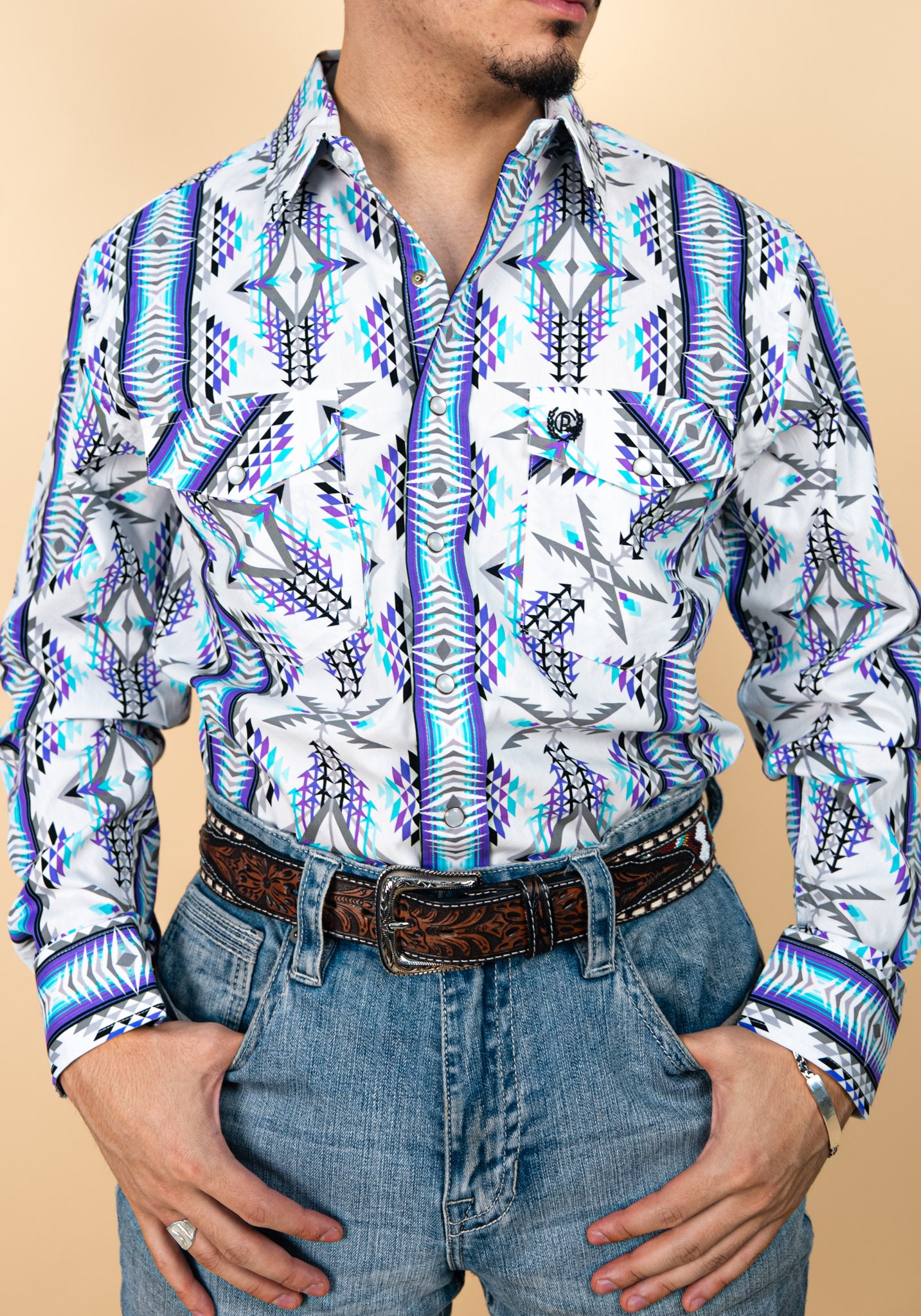 Panhandle Long Sleeve Aztec London Pearl Snap