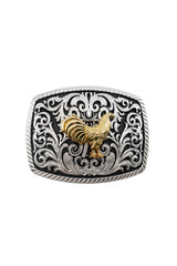 Intricate Scrollwork Rooster Belt Buckle