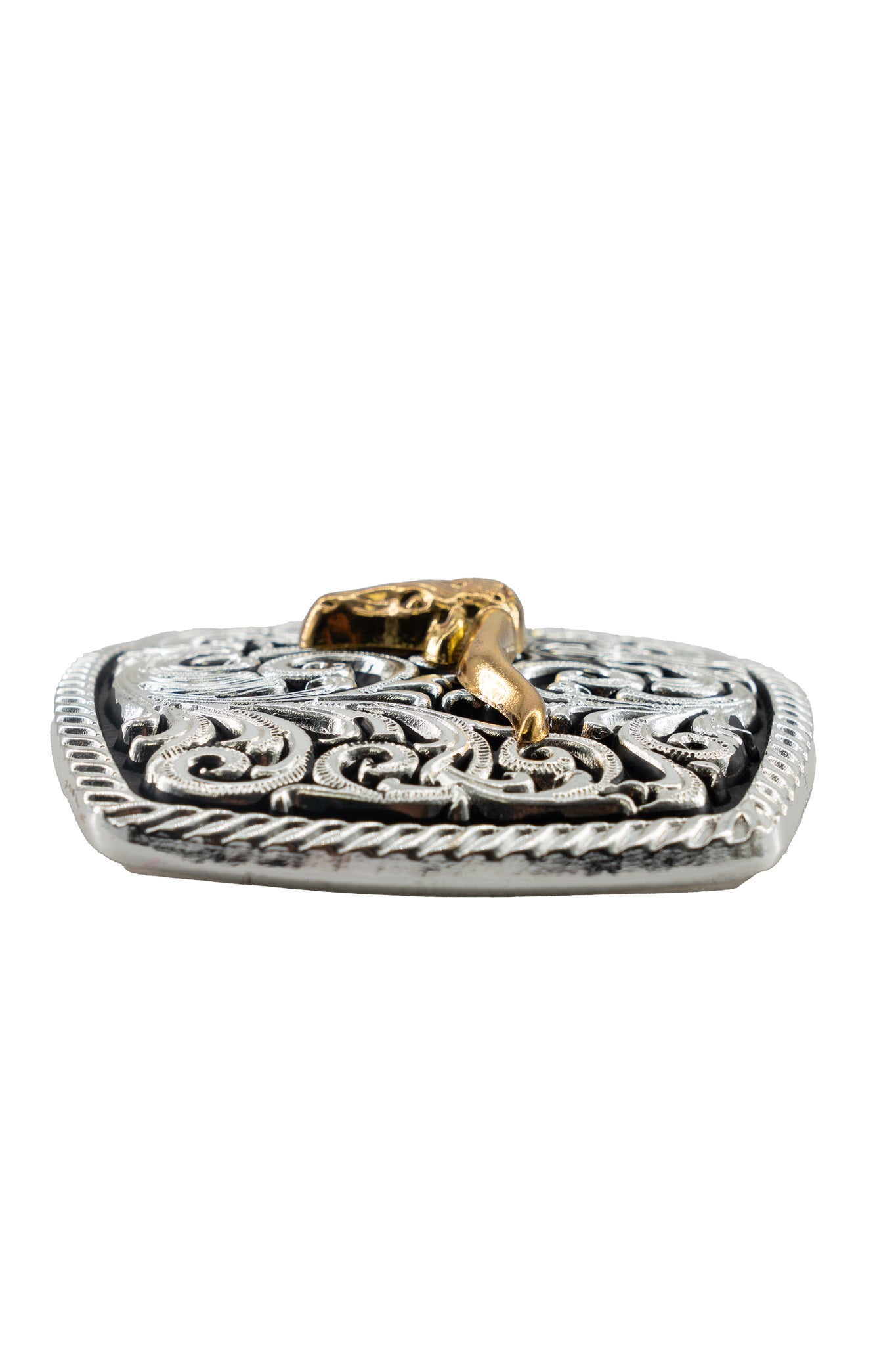 Intricate Scrollwork Longhorn Belt Buckle