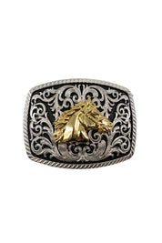 Intricate Scrollwork Noble Stallion Belt Buckle