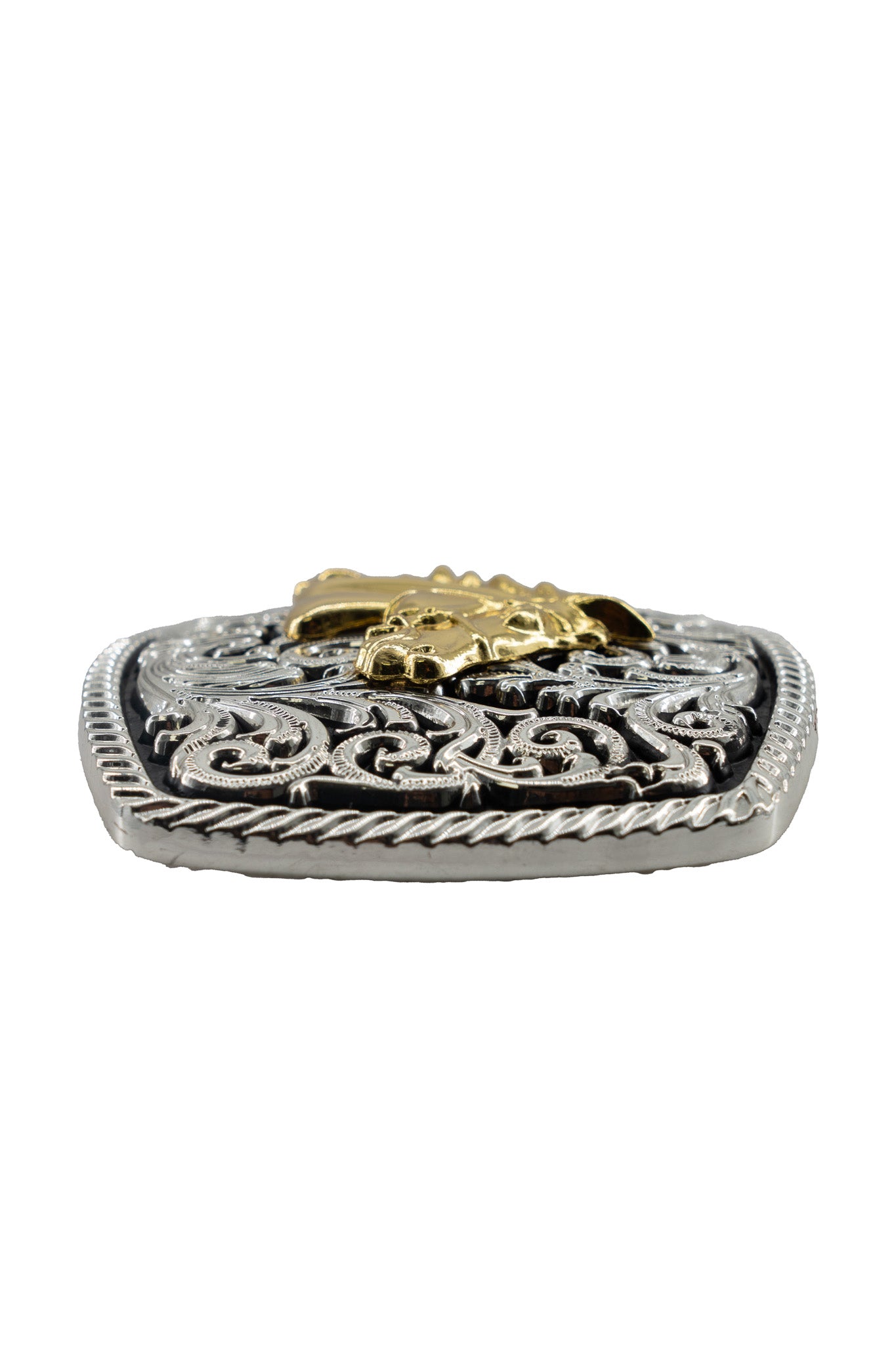 Intricate Scrollwork Noble Stallion Belt Buckle