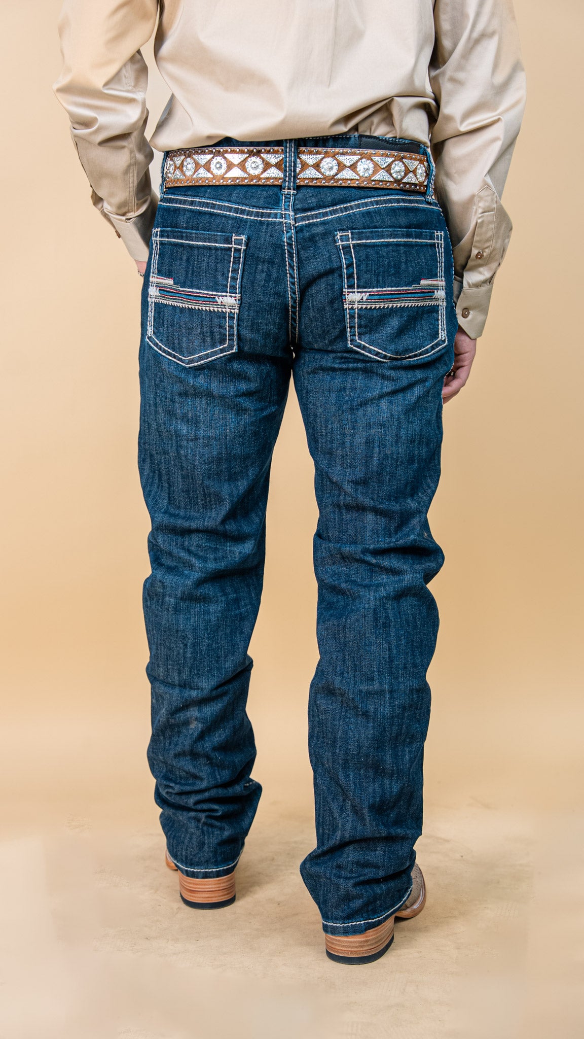 ROCK & ROLL DENIM MEN'S REVOLVER DARK VINTAGE WASH SLIM STRAIGHT REFLEX DENIM JEANS