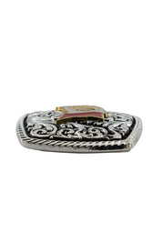 Intricate Scrollwork Mexico Flag Belt Buckle