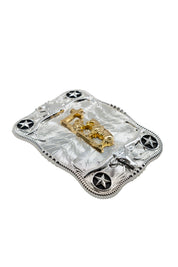 Symmetrical Silver Rectangle Kneeling Prayer Cross Belt Buckle