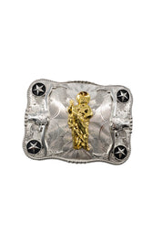 Symmetrical Silver Rectangle San Judas Belt Buckle