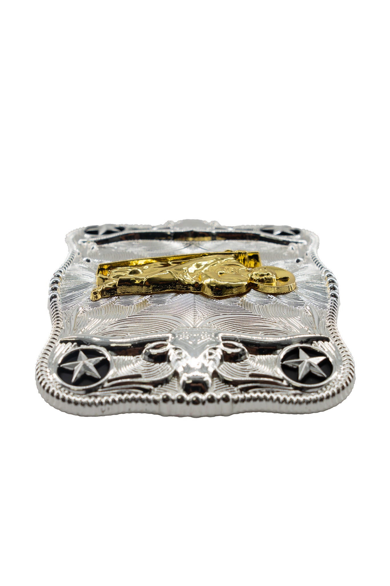 Symmetrical Silver Rectangle San Judas Belt Buckle