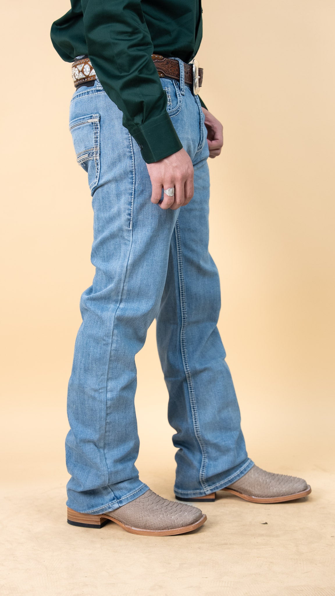 Rock & Roll Denim Men's Pistol Light Wash Regular Fit Straight Boot Jeans