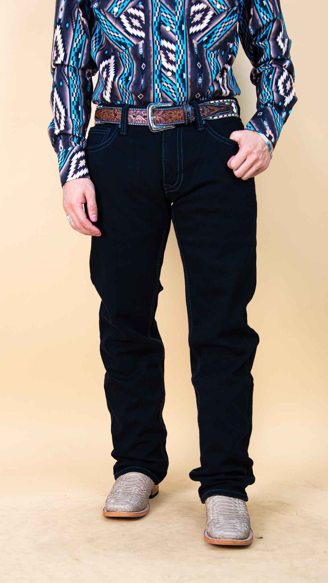 Rock & Roll Denim Men's Revolver Black Slim Fit Straight Leg Reflex Jeans