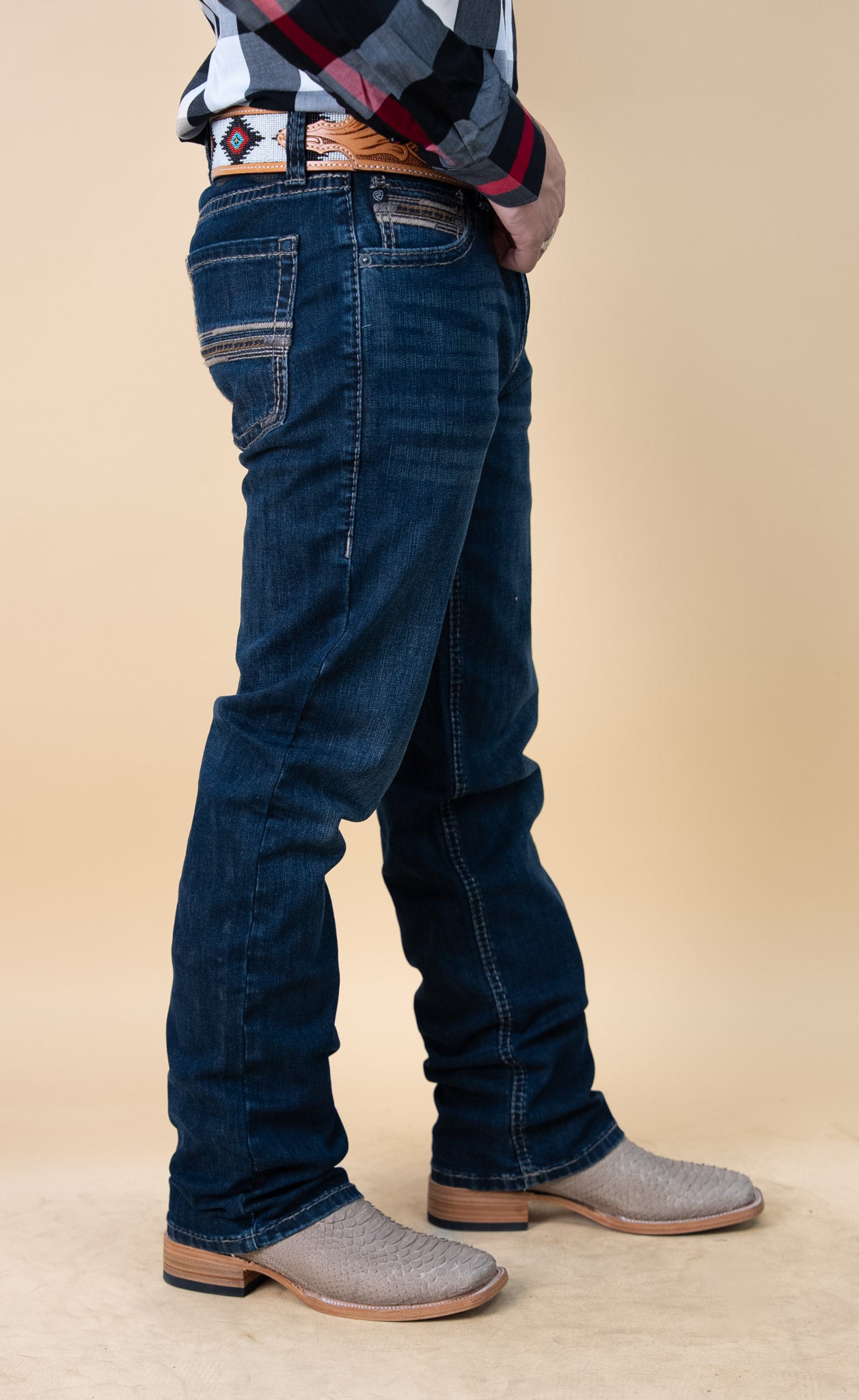 Rock & Roll Denim Men's Revolver Dark Wash  Slim Fit Straight Leg Reflex Jeans