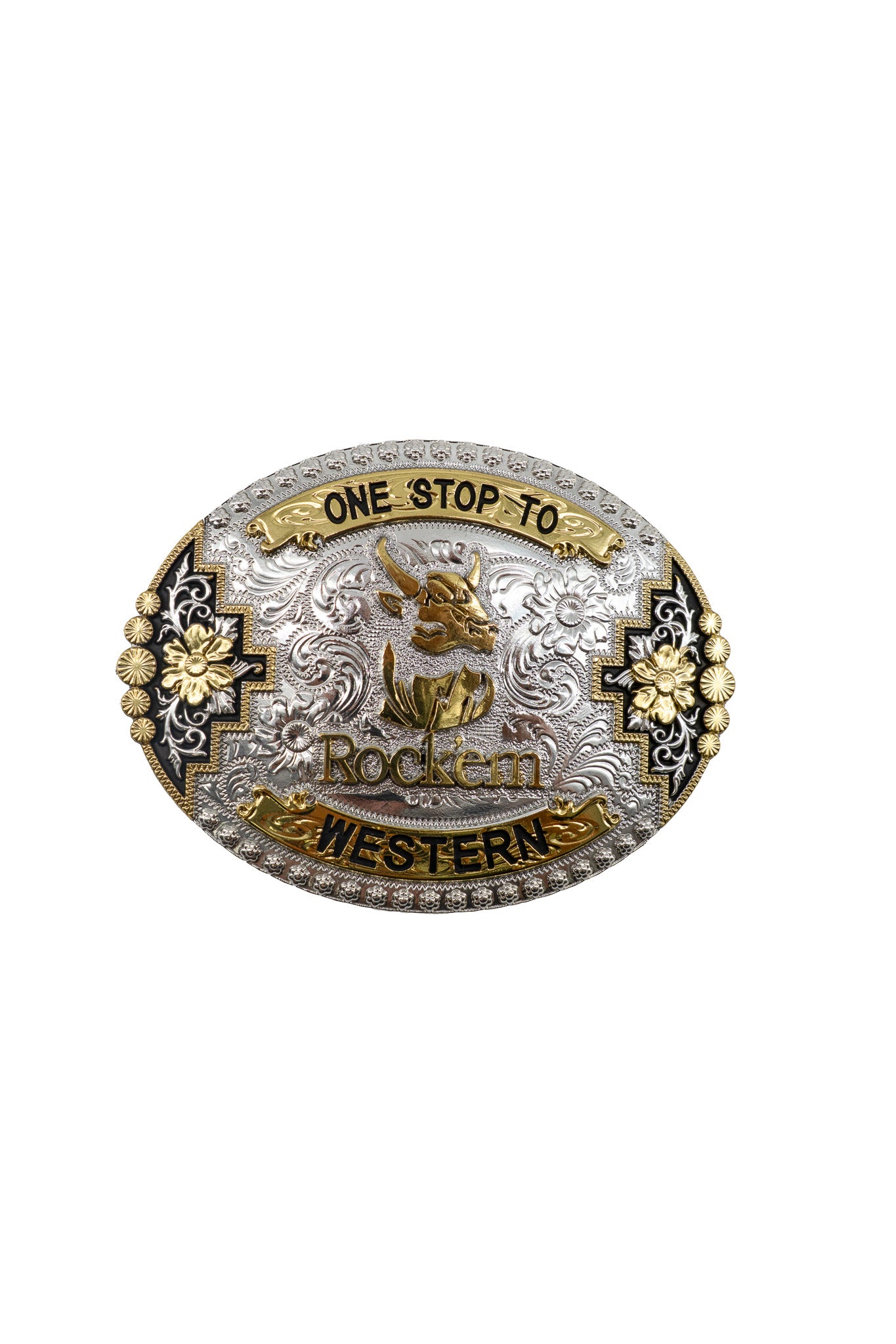 Rock’em Oval Western Bull Belt Buckle