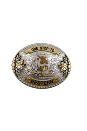 Rock’em Oval Western Bull Belt Buckle