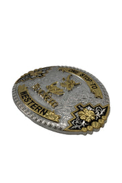 Rock’em Oval Western Bull Belt Buckle