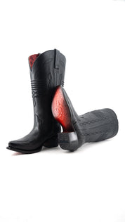 Dalia Midi Red Bottom Wide Calf Snip Toe Cowgirl Boot