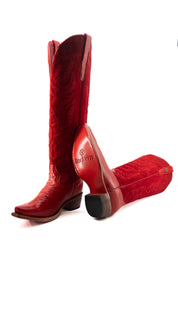 Katelyn Tall Red Bottom Snip Toe Cowgirl Boot