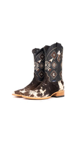 Aztec Cowhide Square Toe Cowboy Boot Size 8 Box  FM1