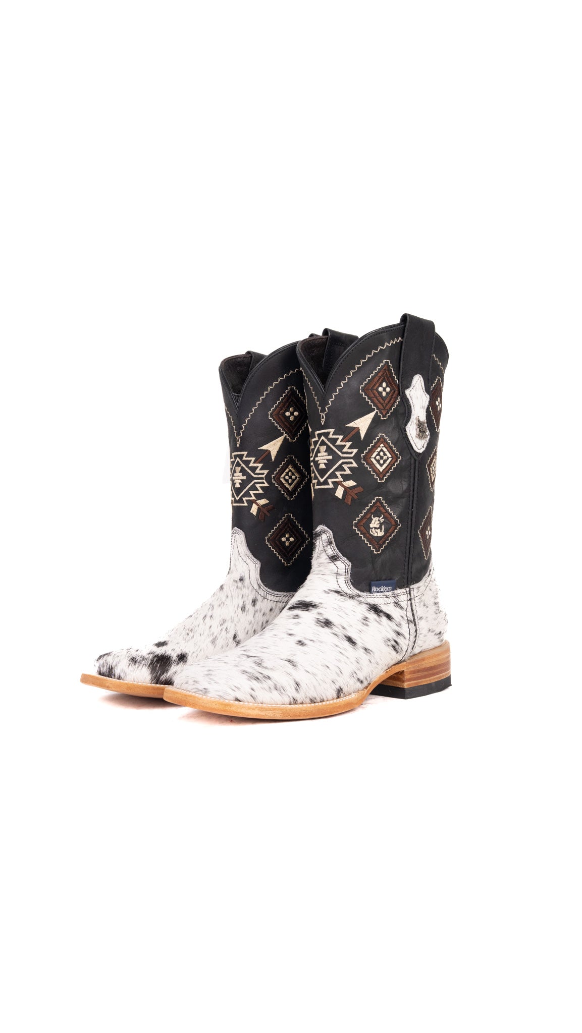 Aztec Cowhide Square Toe Cowboy Boot Size 8 Box FM2