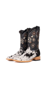 Aztec Cowhide Square Toe Cowboy Boot Size 9 Box FM4