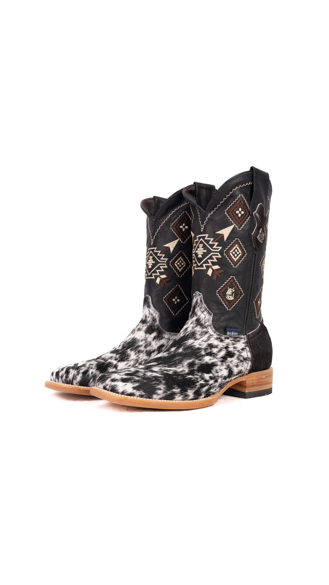 Aztec Cowhide Square Toe Cowboy Boot Size 9 Box FM5
