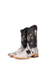 Aztec Cowhide Square Toe Cowboy Boot Size 9 Box FM6
