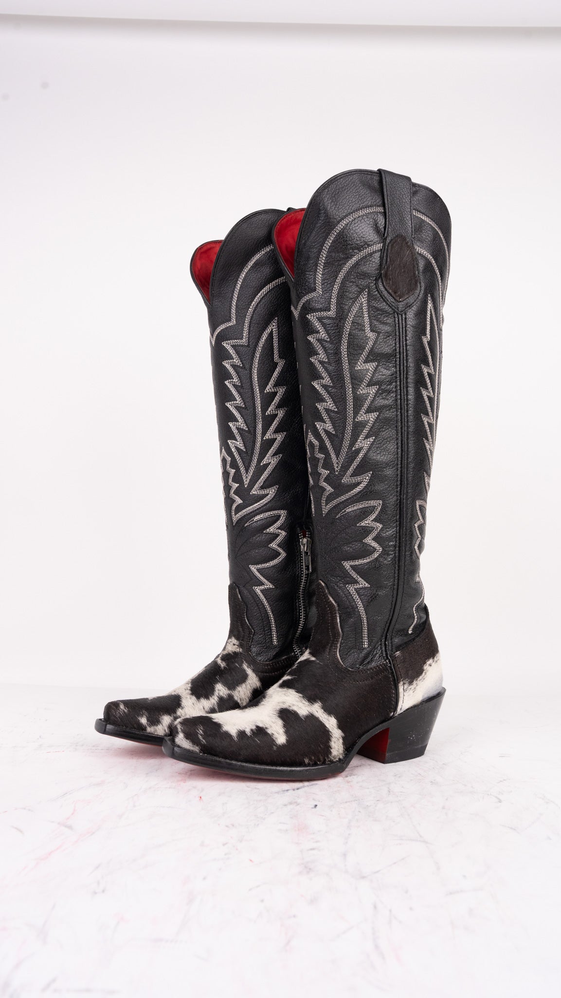 Bianca Tall Red Bottom Cowhide Snip Toe Cowgirl Boot Size 6 Box TW3