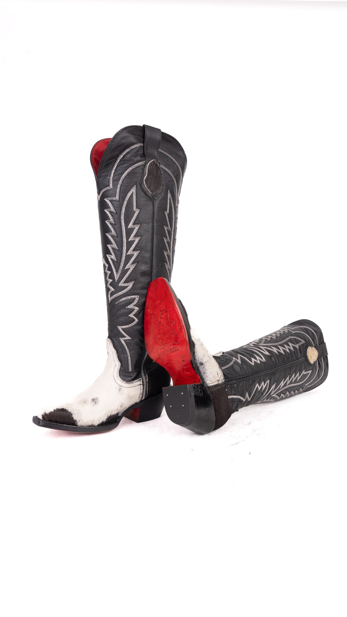 Bianca Tall Red Bottom Cowhide Snip Toe Cowgirl Boot Size 6.5 Box TW4