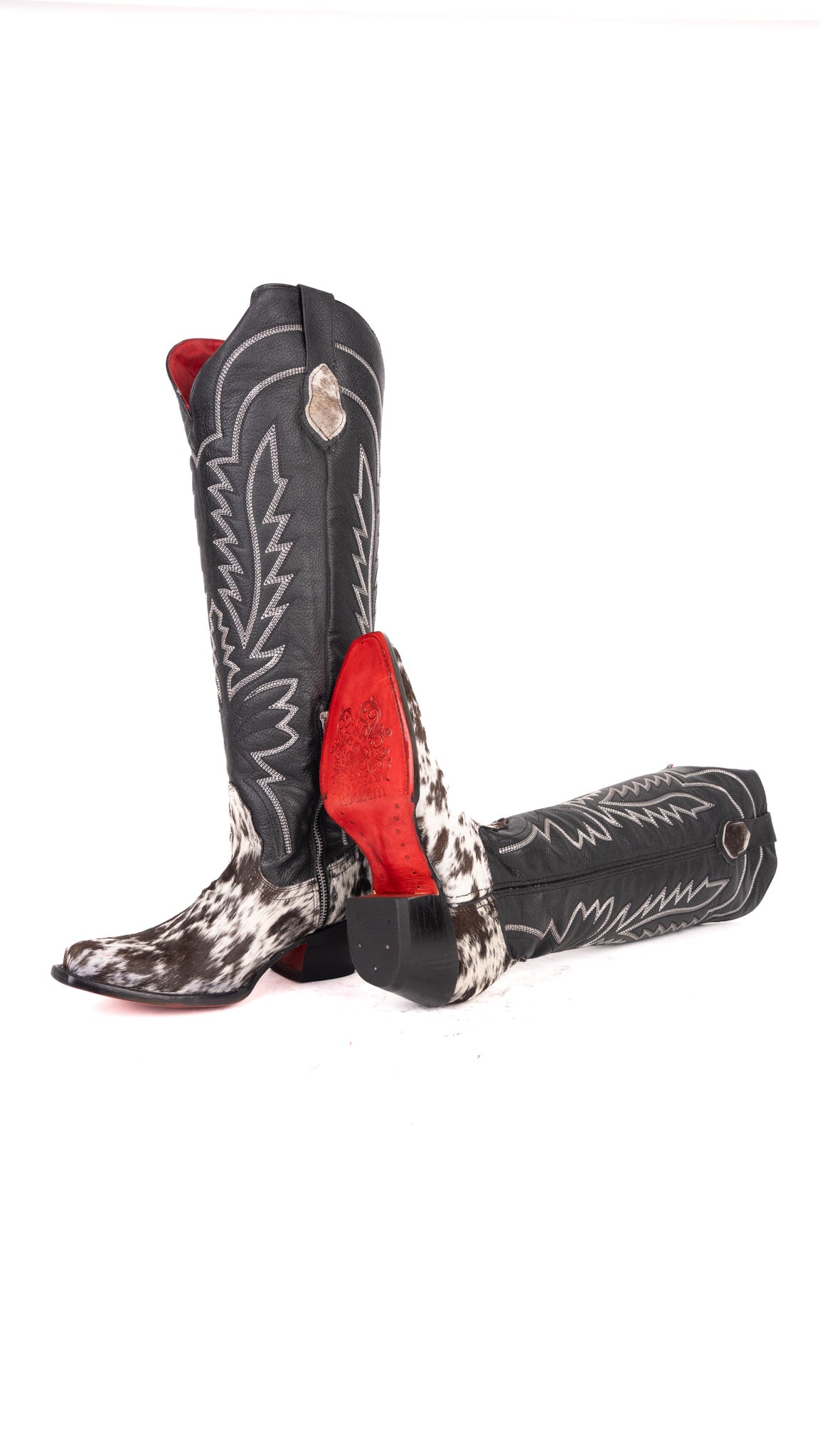 Bianca Tall Red Bottom Cowhide Snip Toe Cowgirl Boot Size 8 Box TW8