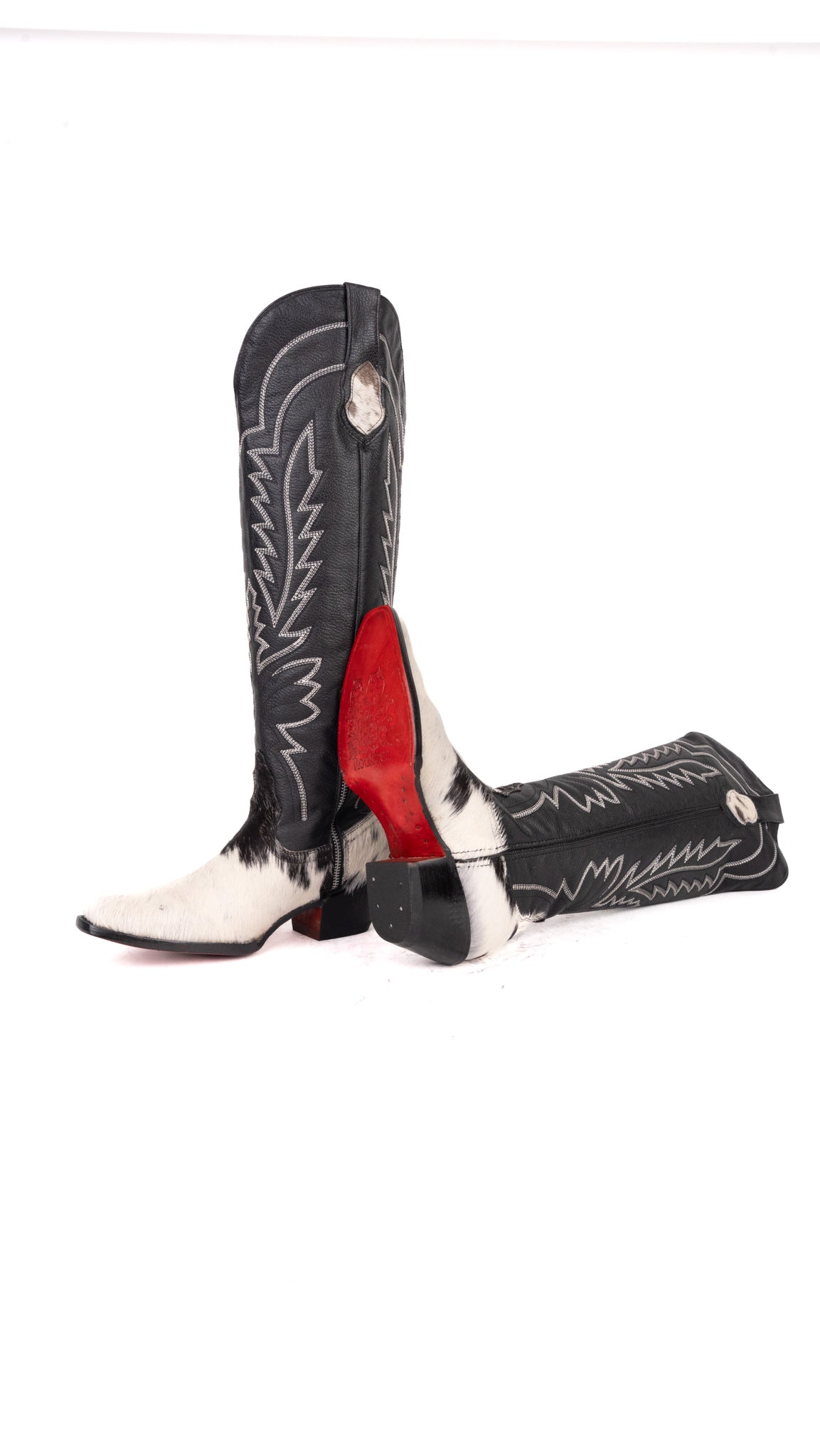 Bianca Tall Red Bottom Cowhide Snip Toe Cowgirl Boot Size 8.5 Box TW10
