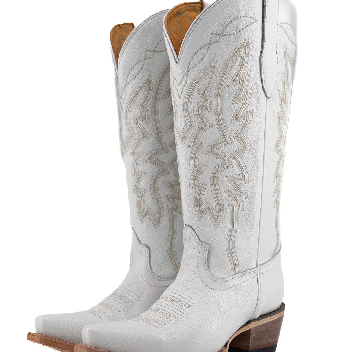 White cowboy boots on a white background