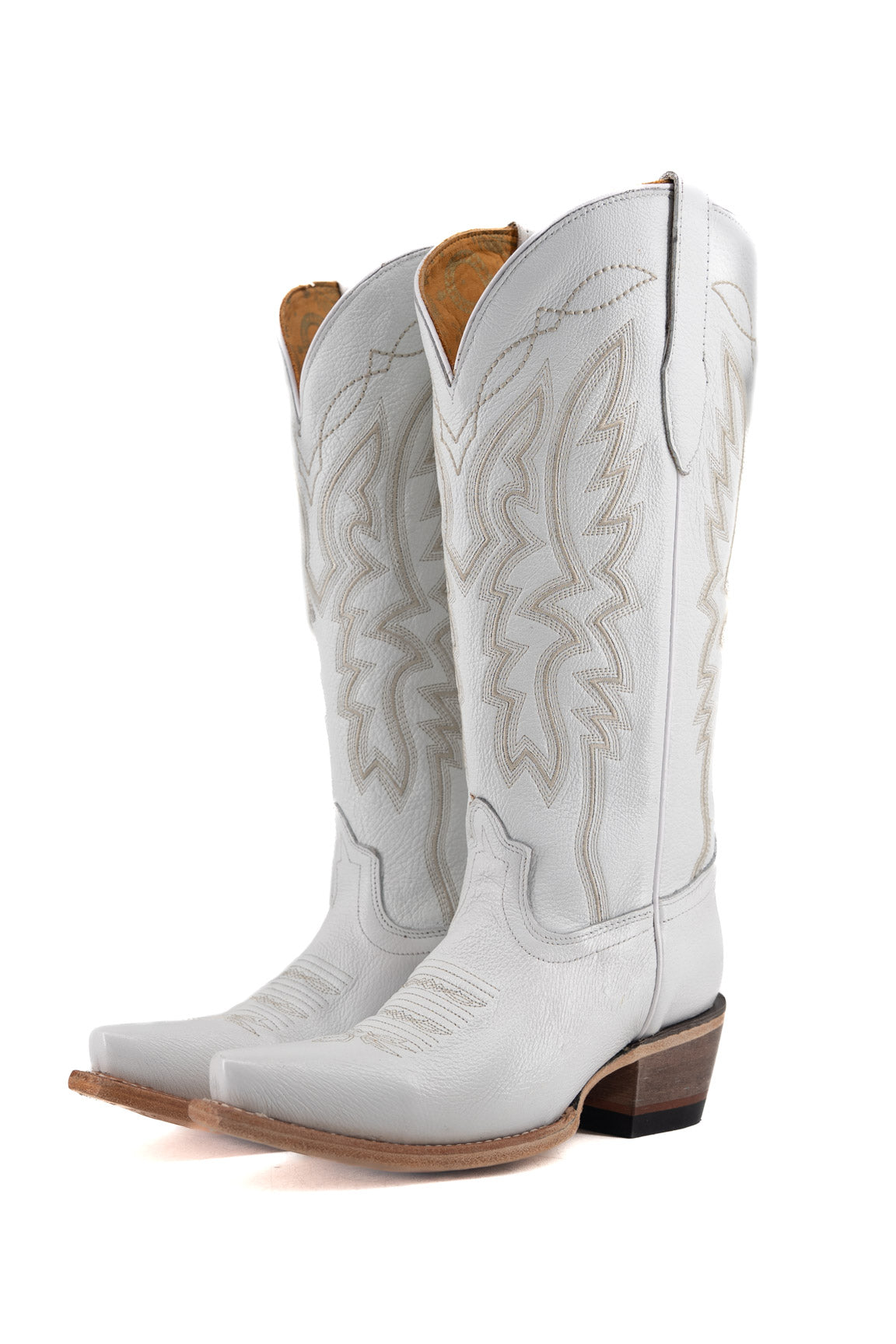 White cowboy boots on a white background