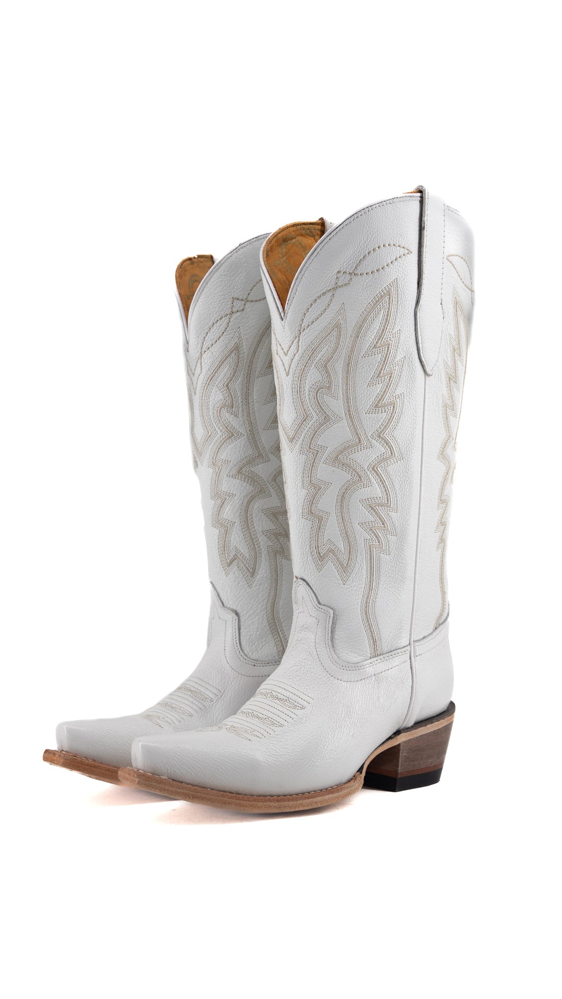 White cowboy boots on a white background
