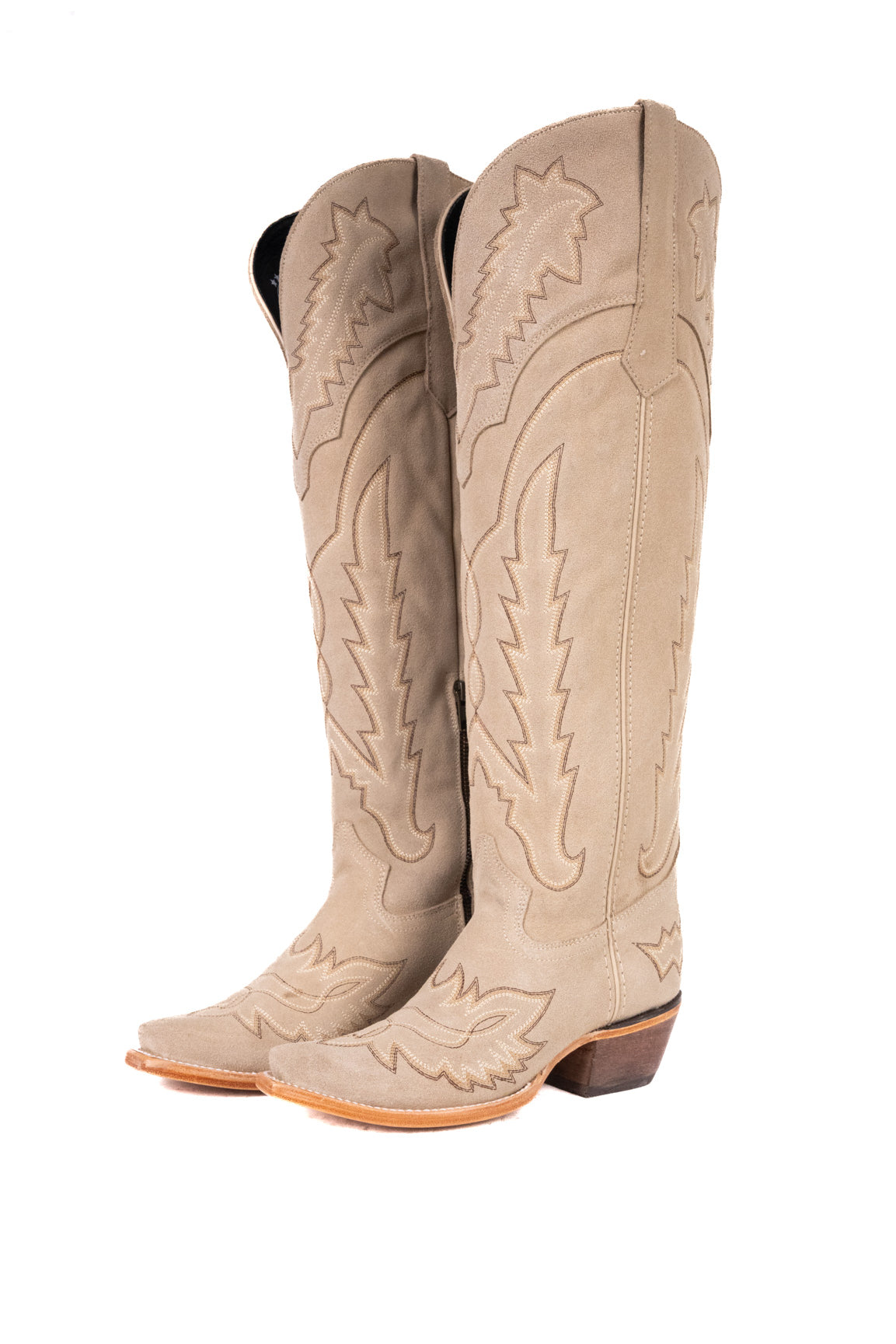 Maggie Suede Knee High Wide Calf Snip Toe Cowgirl Boot