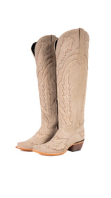 Maggie Suede Knee High Wide Calf Snip Toe Cowgirl Boot