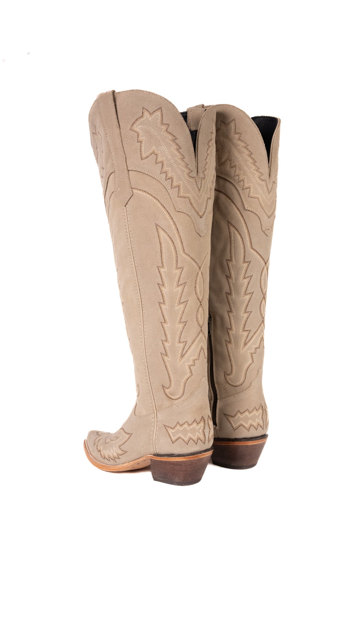 Maggie Suede Knee High Wide Calf Snip Toe Cowgirl Boot