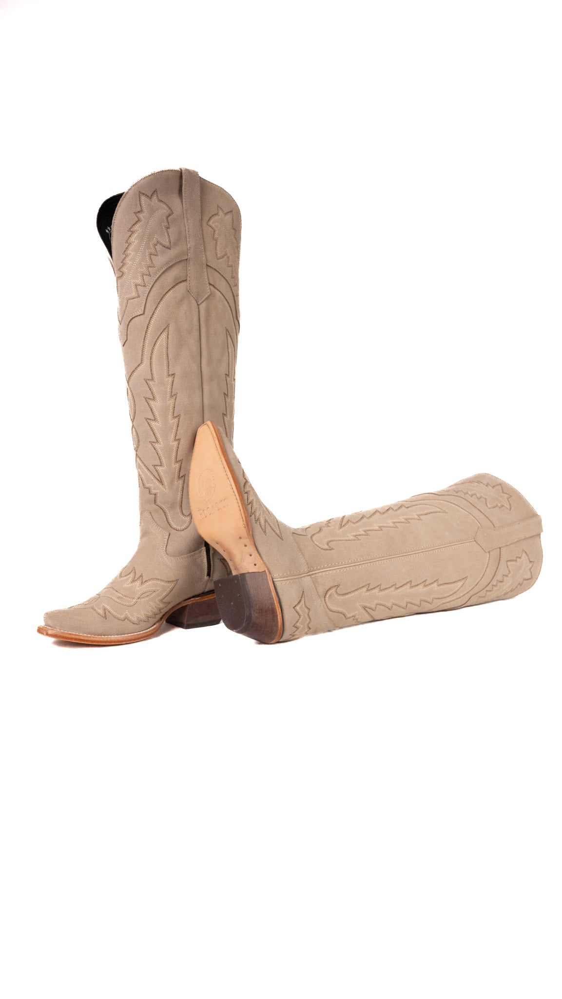 Maggie Suede Knee High Wide Calf Snip Toe Cowgirl Boot