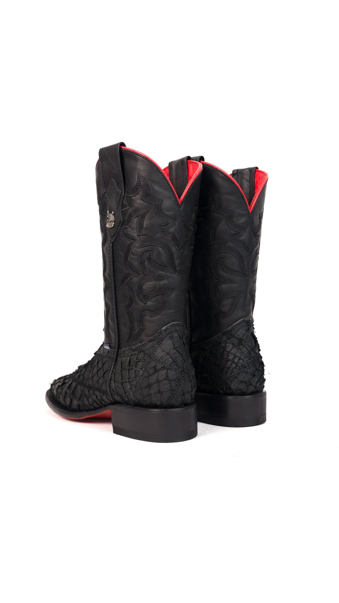 Lucas Exotic Pirarucu Red Bottom Patchwork Cowboy Boot