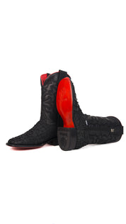 Lucas Exotic Pirarucu Red Bottom Patchwork Cowboy Boot