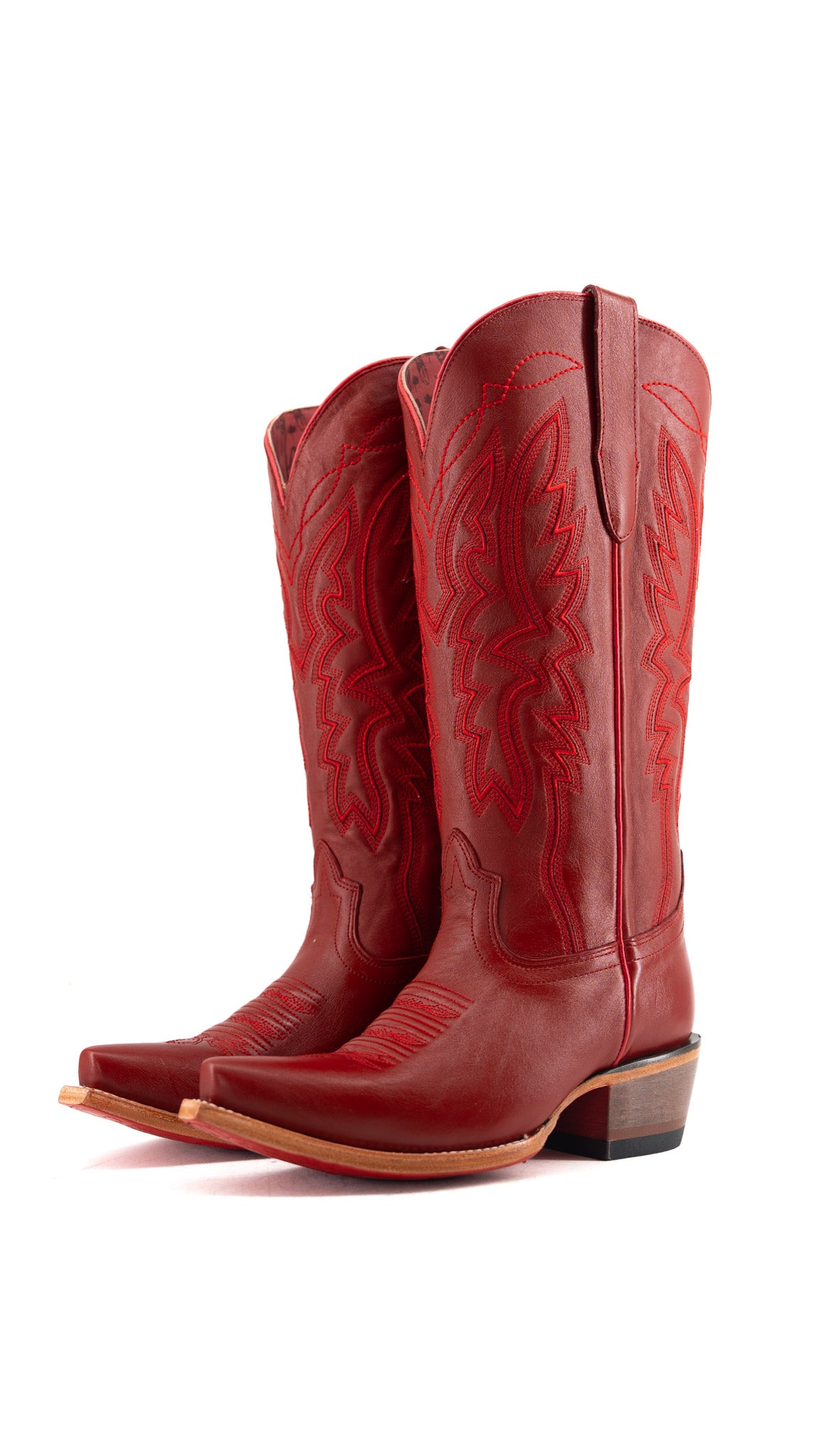 Alexia Red Bottom Snip Toe Midi Wide Calf Cowgirl Boot