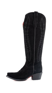 Presley Suede Tall Red Bottom Wide Calf Snip Toe Cowgirl Boot