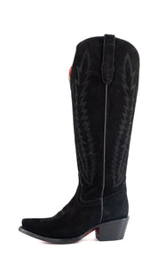 Presley Suede Tall Red Bottom Wide Calf Snip Toe Cowgirl Boot